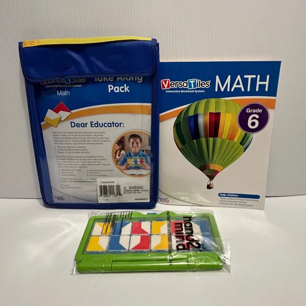 VersaTiles Math Take Along Pack Grade 6 Interactive Workbook System Homeschool